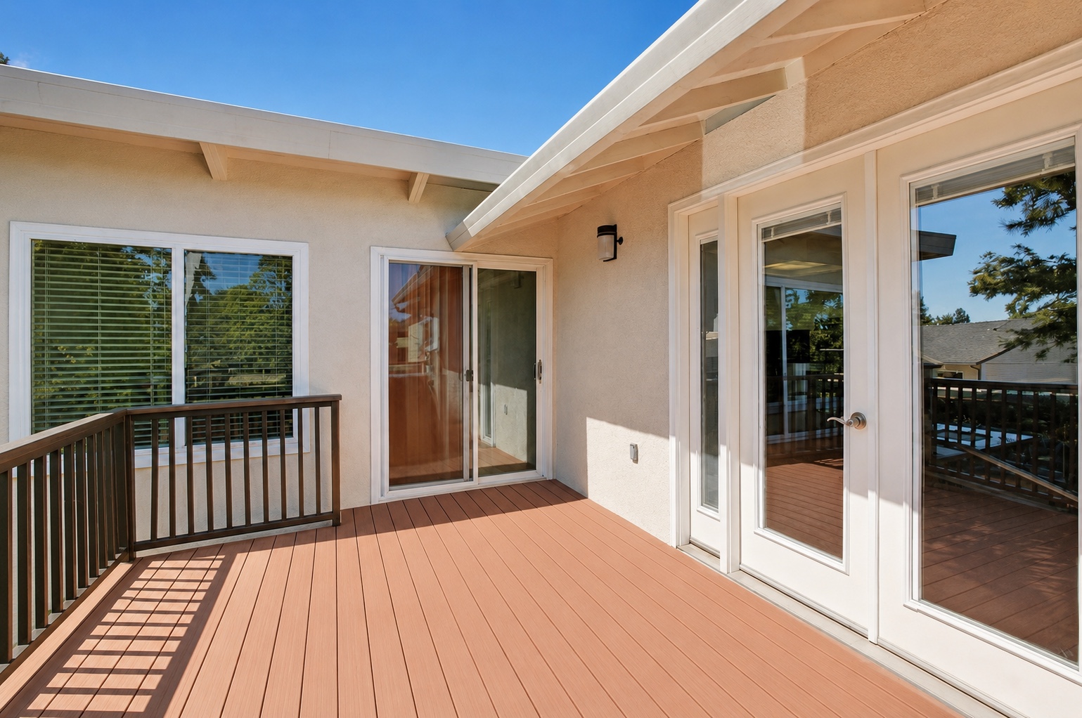 Deck overlooking the backyard